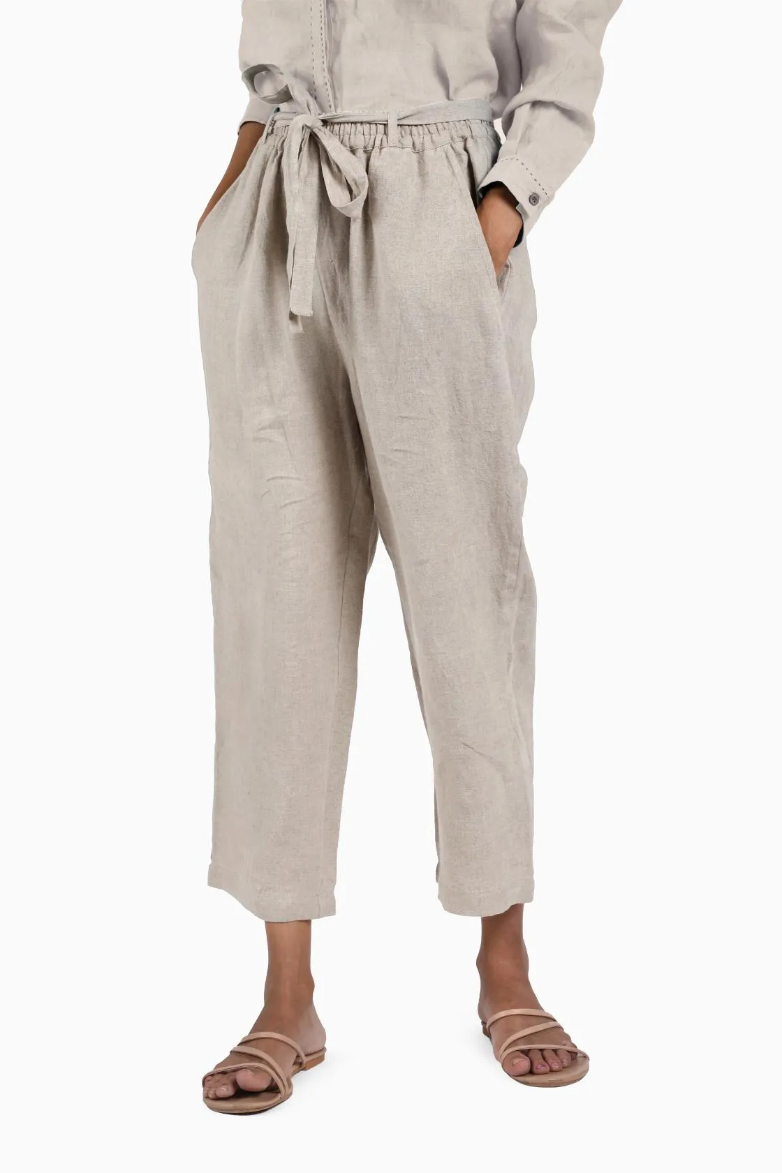 Linen Fleur Pant-Brown Bean