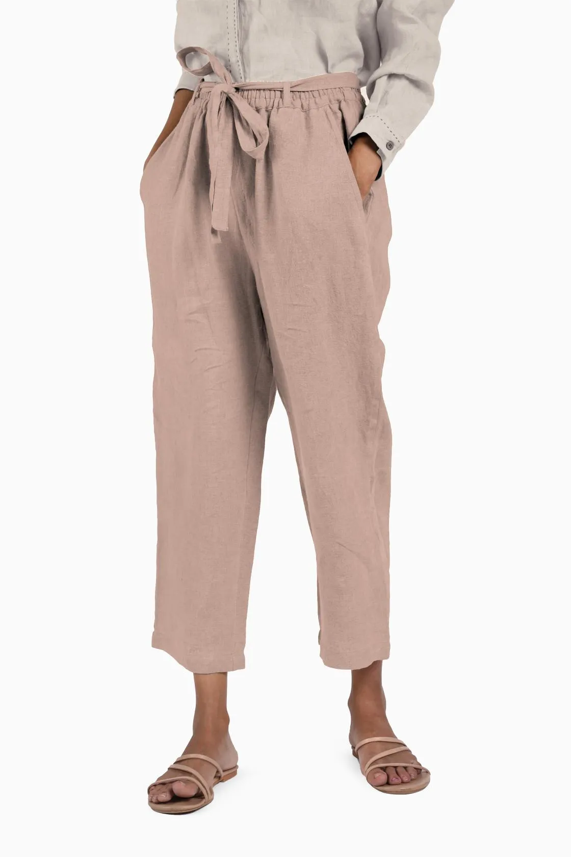 Linen Fleur Pant-Brown Bean