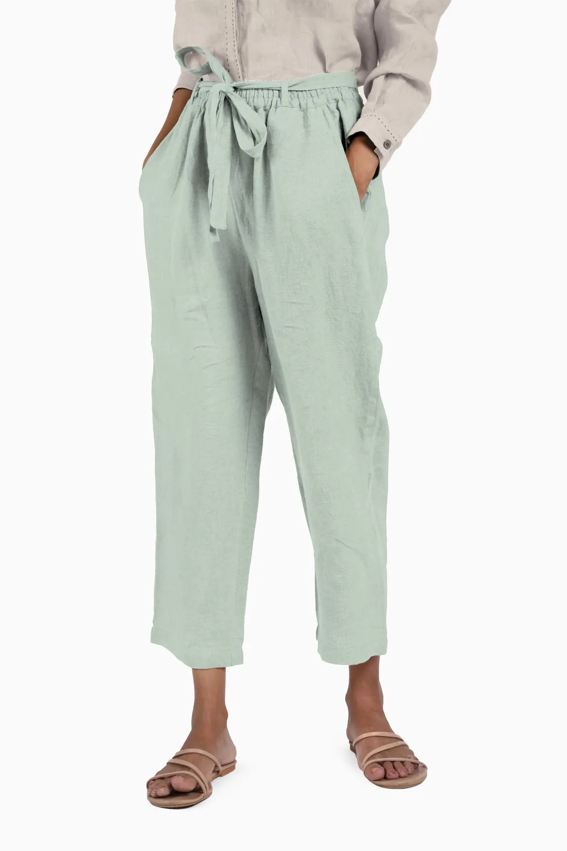 Linen Fleur Pant-Brown Bean