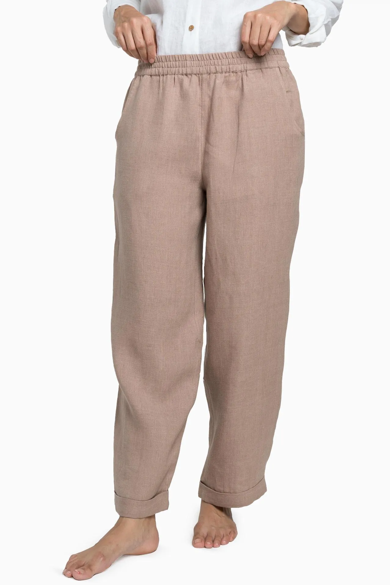 Linen Jude Pant-Brown Bean