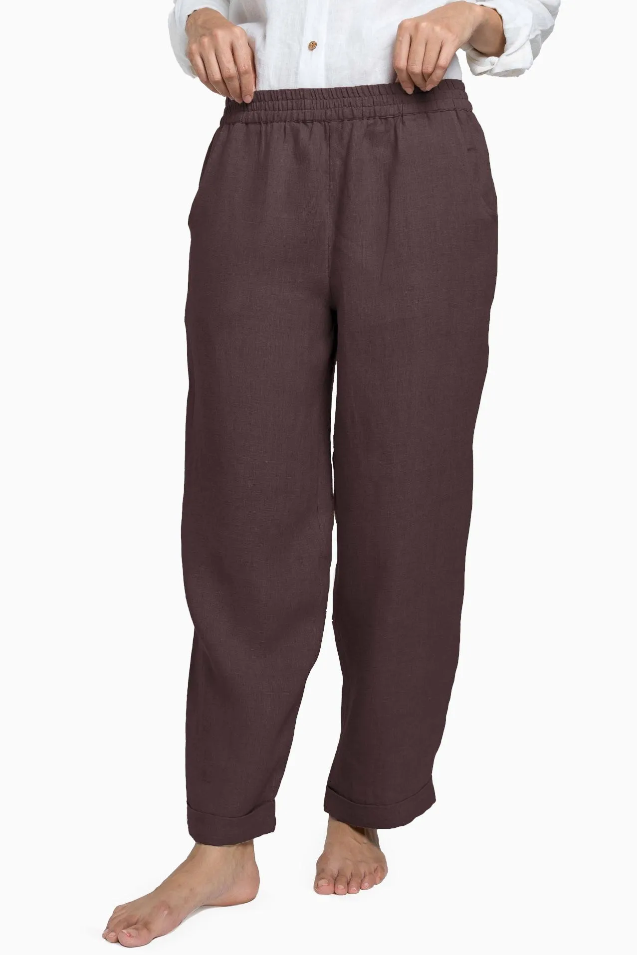 Linen Jude Pant-Brown Bean