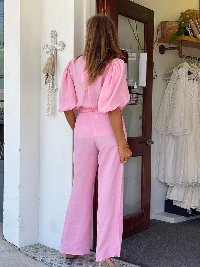 Linen Pants - Candy Pink