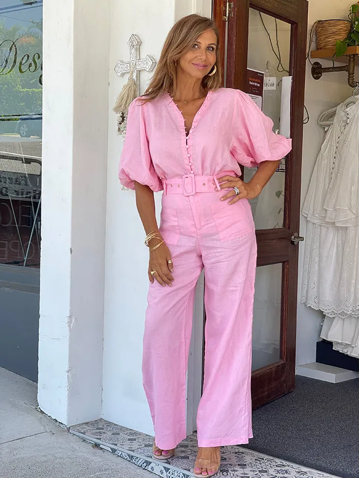 Linen Pants - Candy Pink
