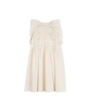 Linen Ruffle Sleeve Eyelet Detail Jumper