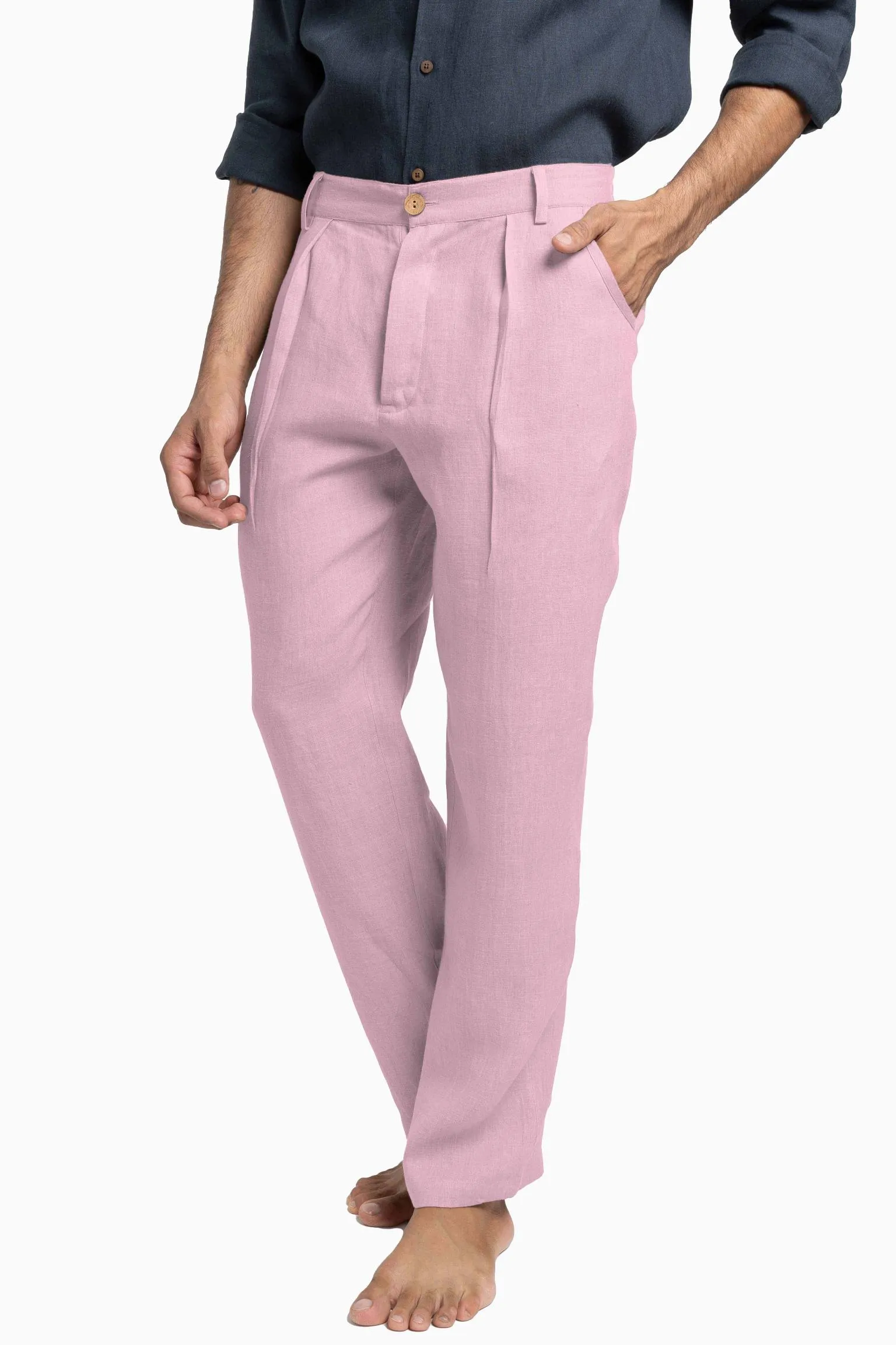 Linen Silas Pant-Angora White