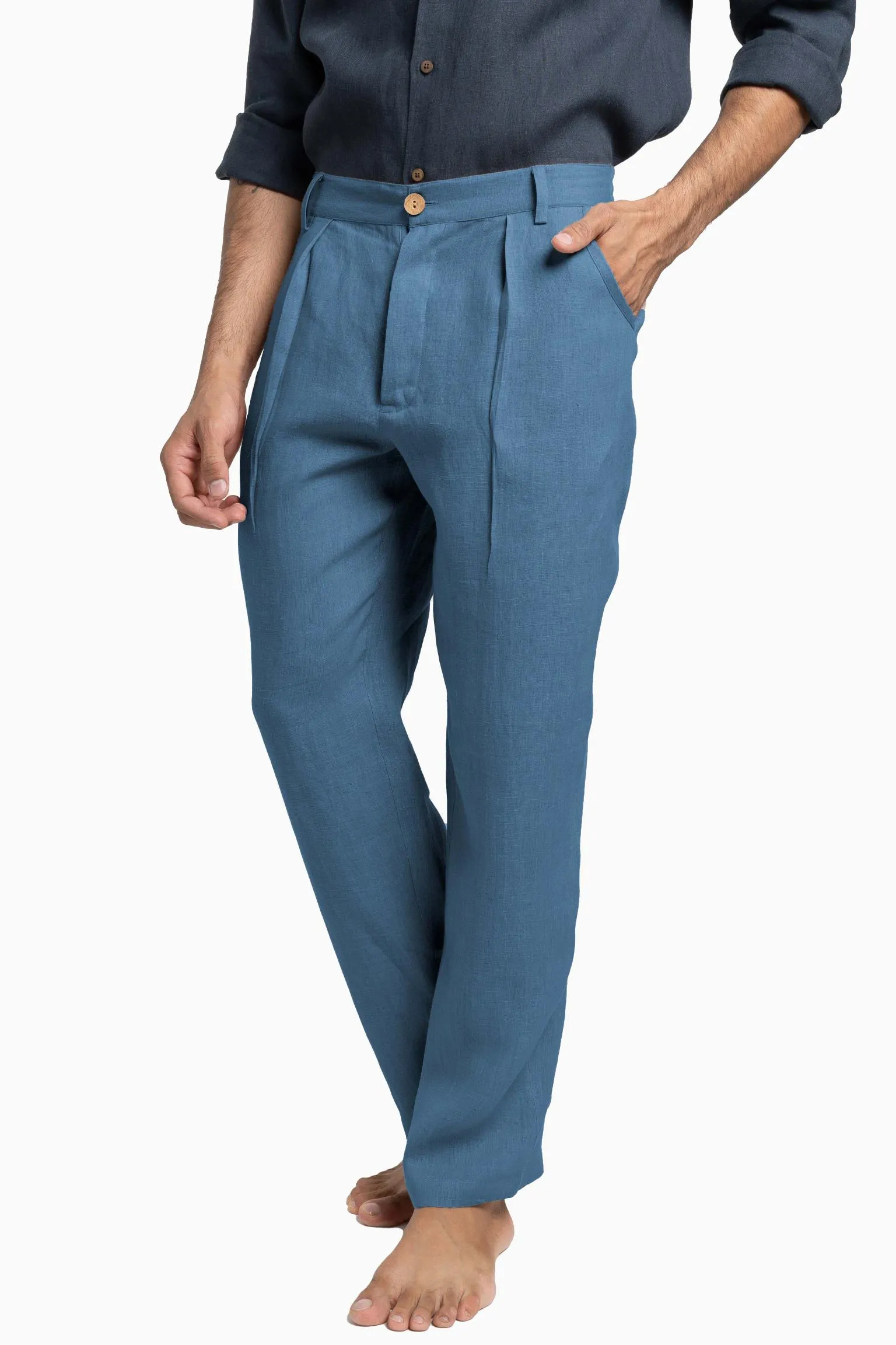 Linen Silas Pant-Angora White