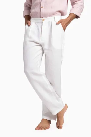 Linen Silas Pant-Angora White