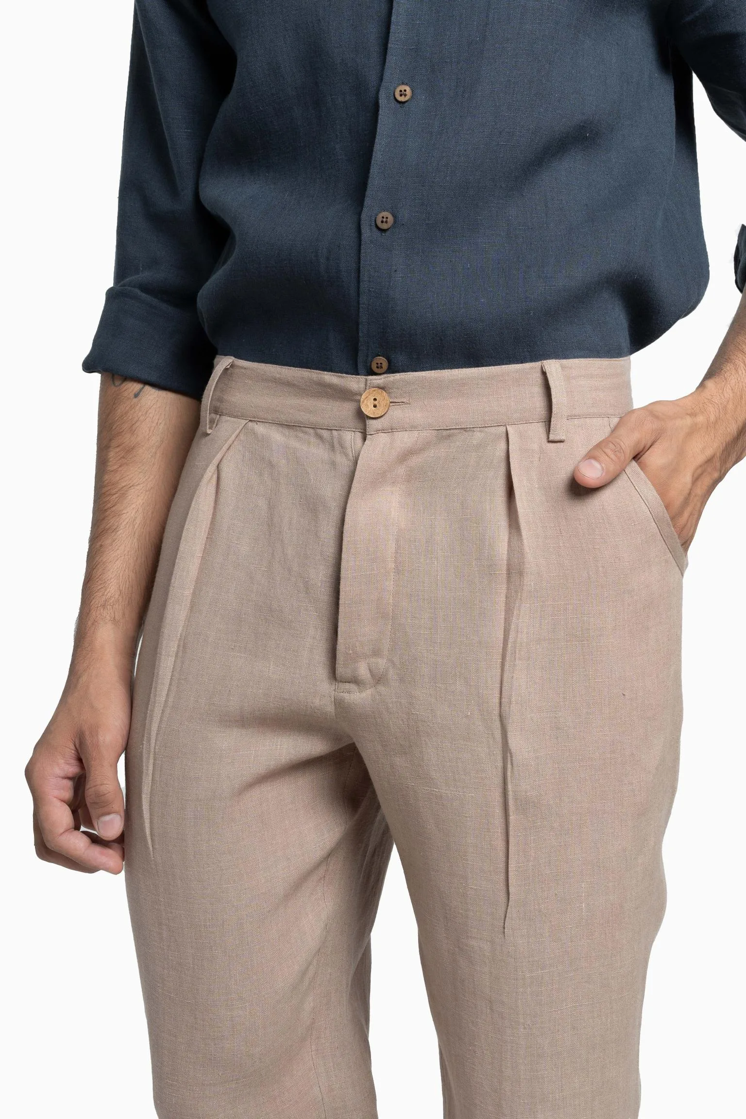 Linen Silas Pant-Muted Mocha