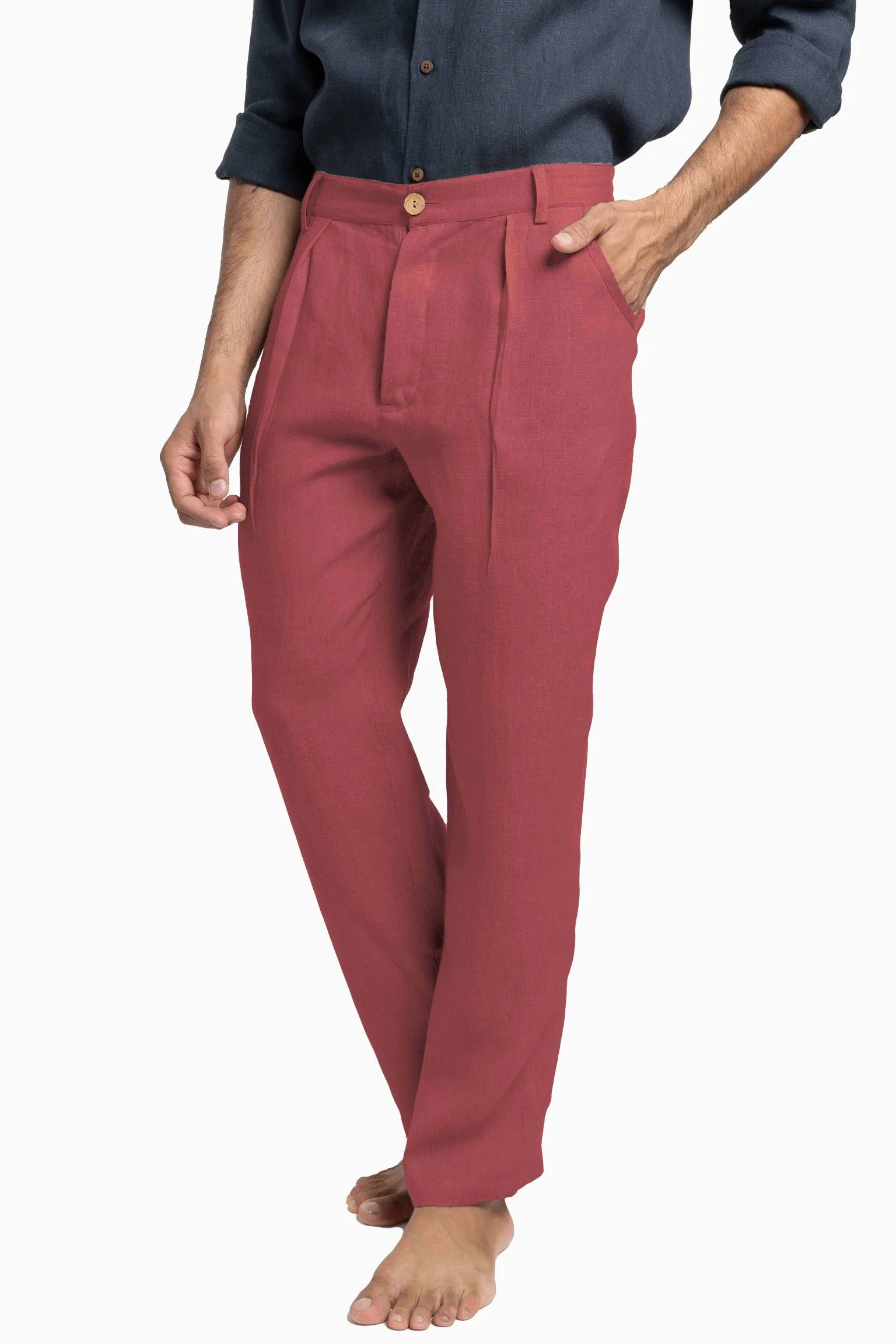 Linen Silas Pant-Muted Mocha