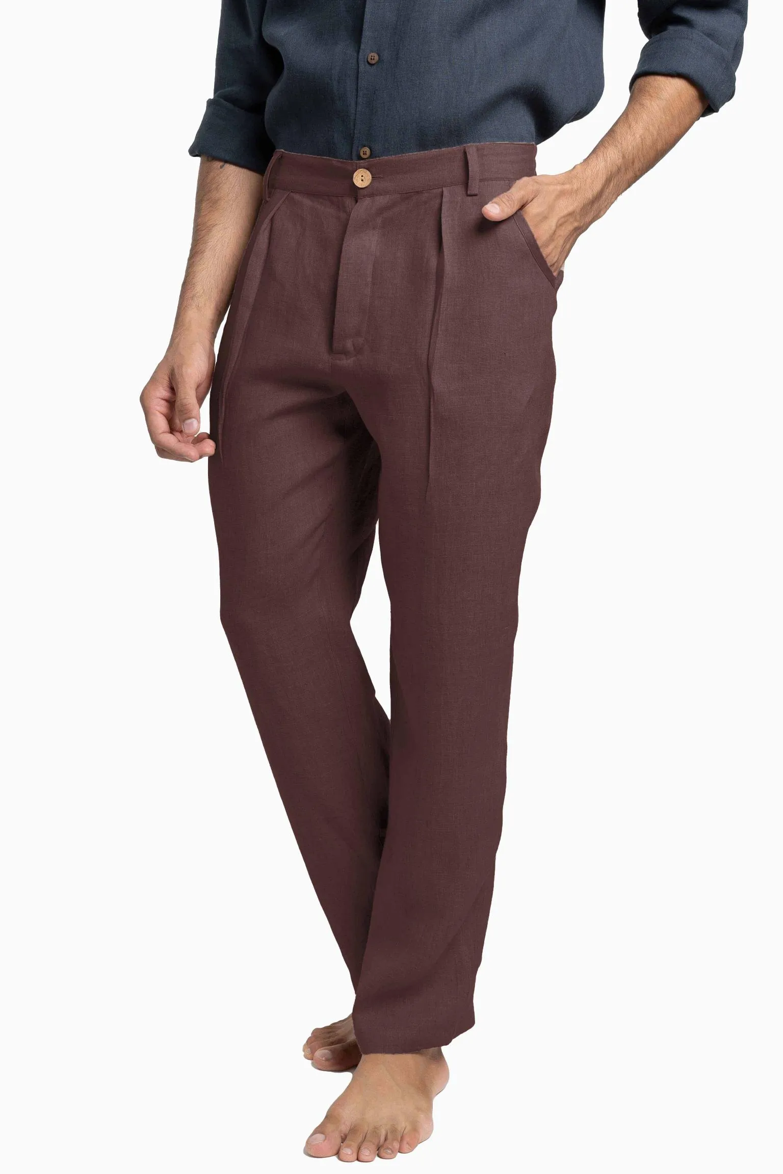 Linen Silas Pant-Muted Mocha