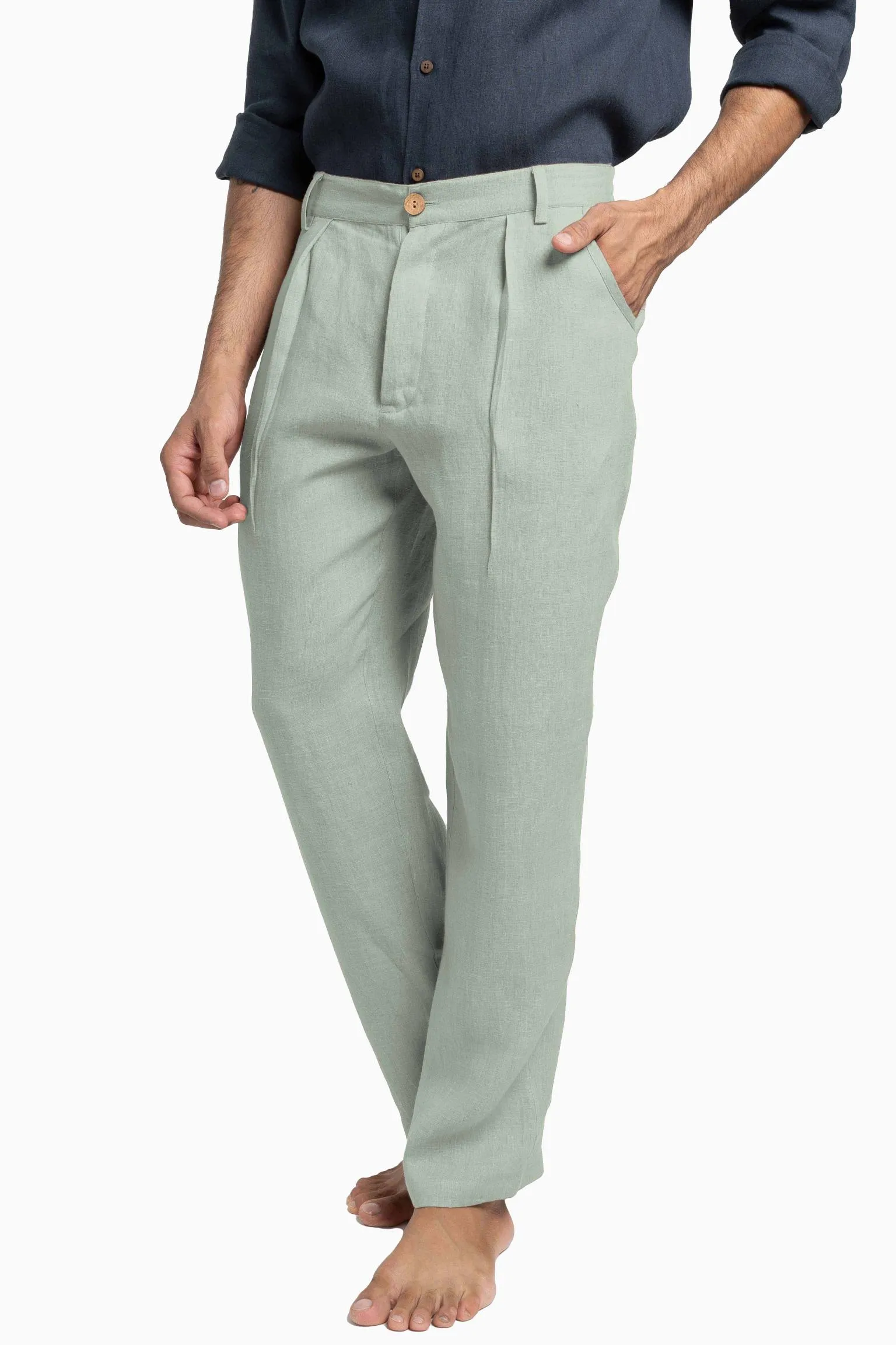 Linen Silas Pant-Muted Mocha