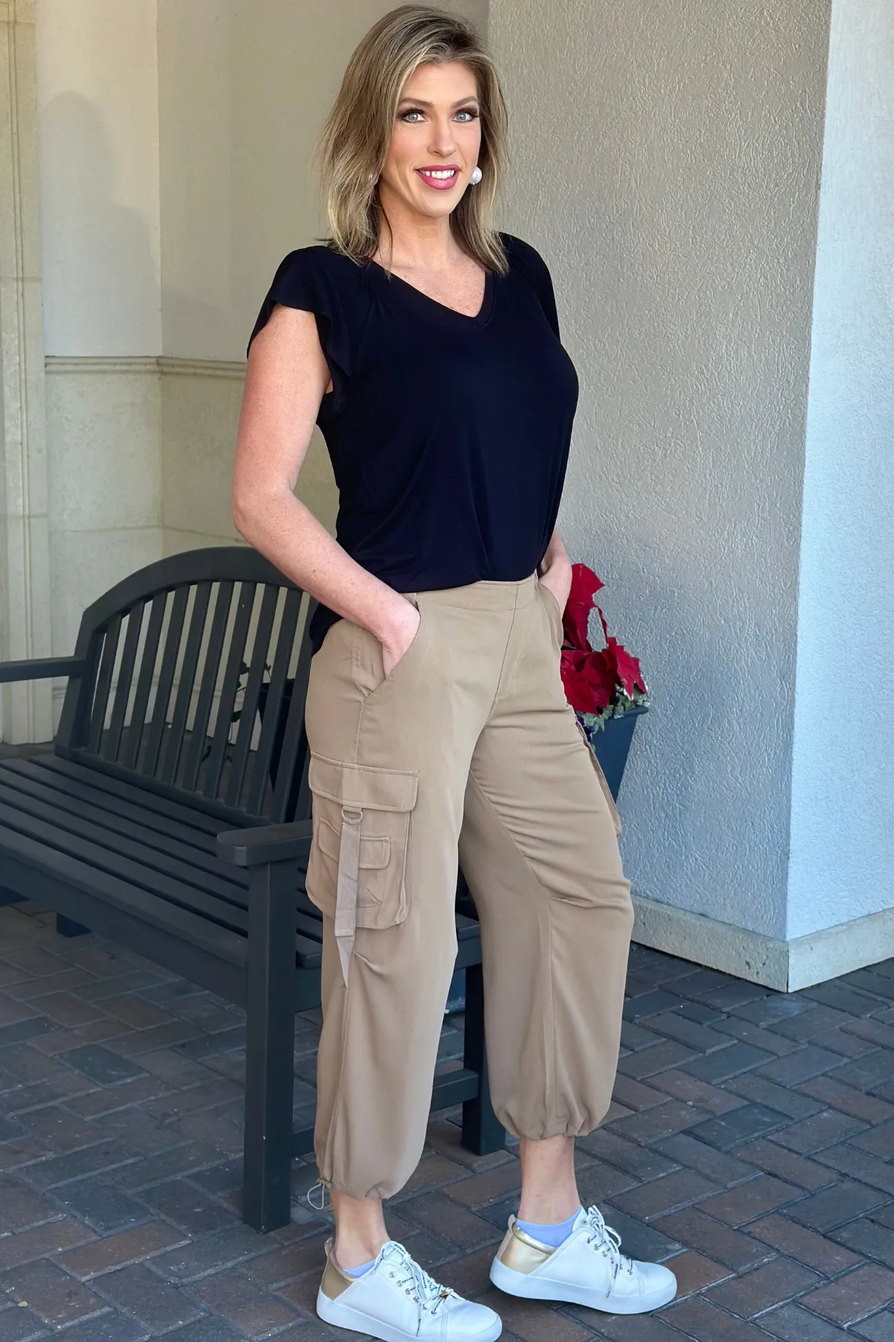 Liverpool Palo Santo Pull On Parachute Cargo Pants
