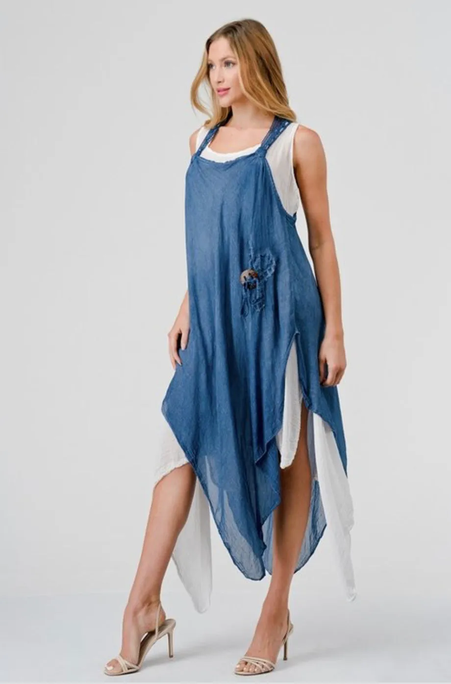 Long BlueDenim Dress 100% Cotton