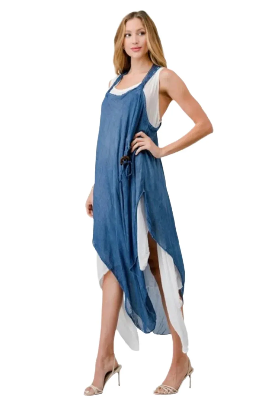 Long BlueDenim Dress 100% Cotton