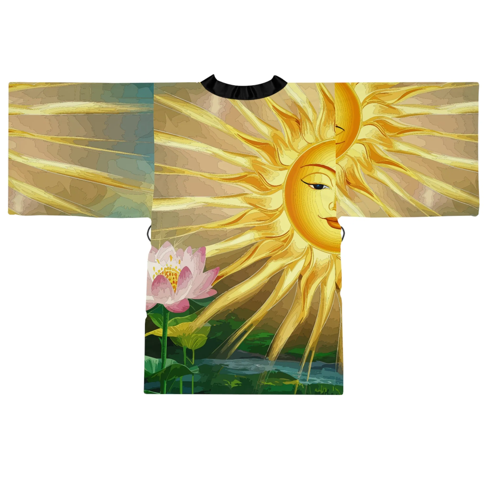 Long Sleeve Kimono Robe - Lotus Sun