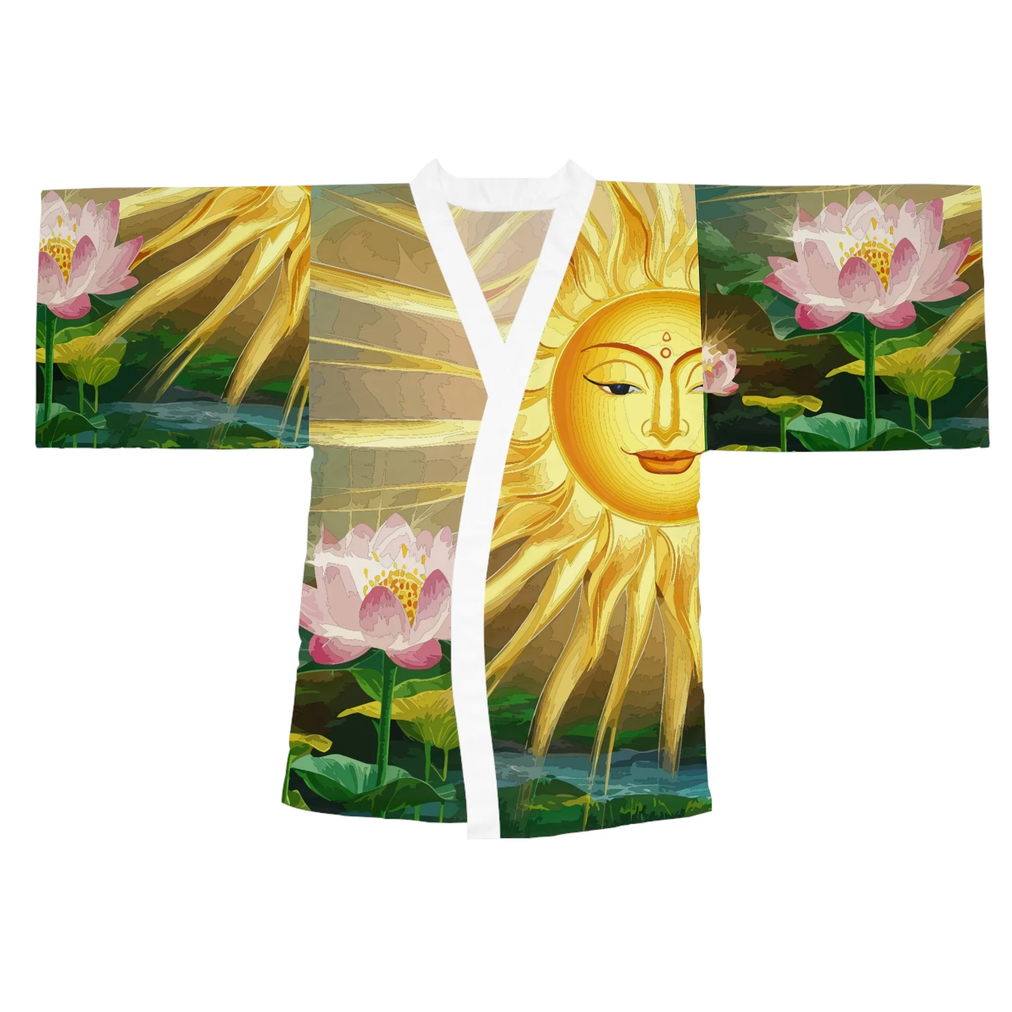 Long Sleeve Kimono Robe - Lotus Sun