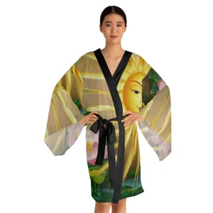 Long Sleeve Kimono Robe - Lotus Sun