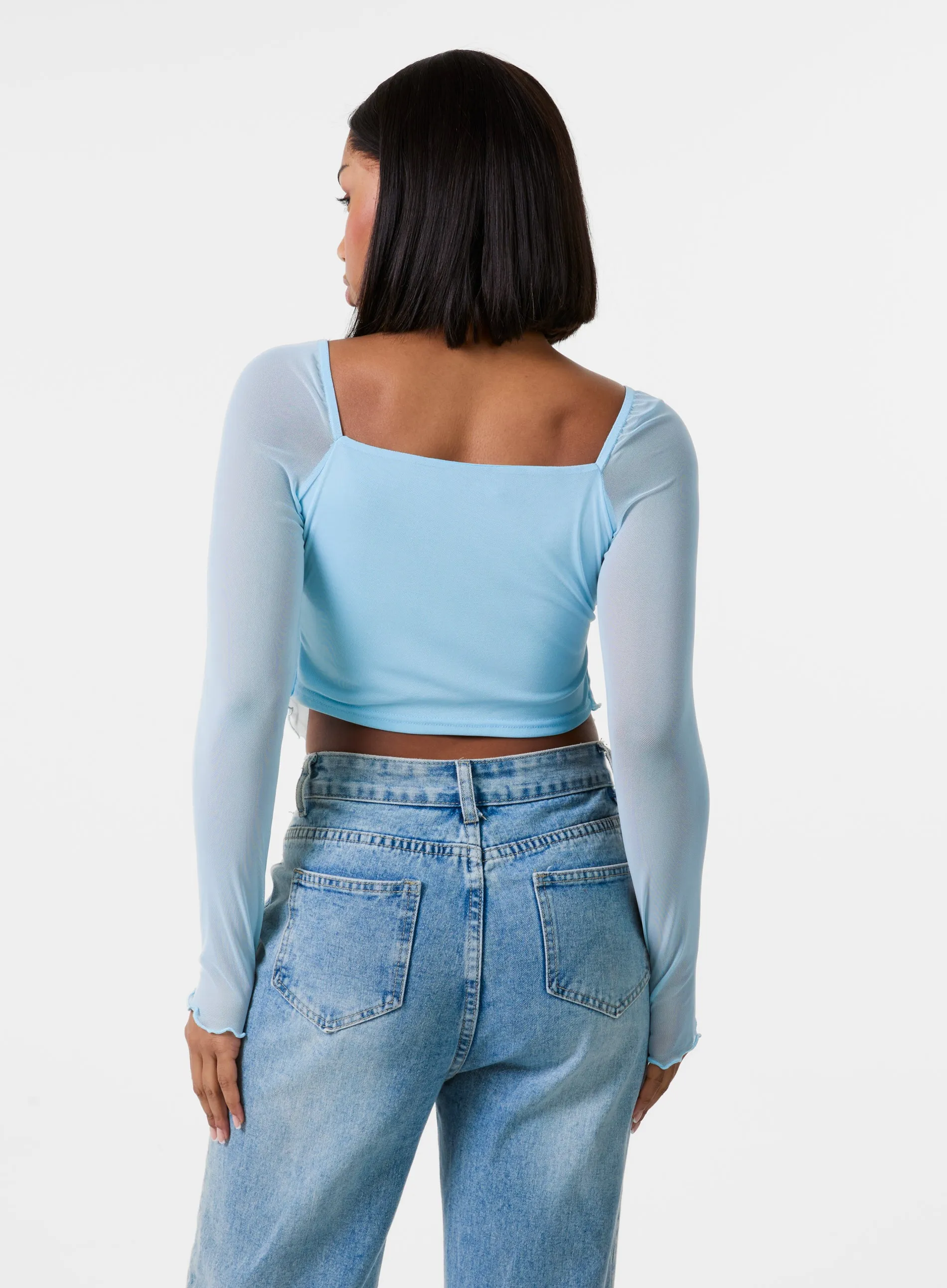 Long Sleeve Mesh Butterfly Top