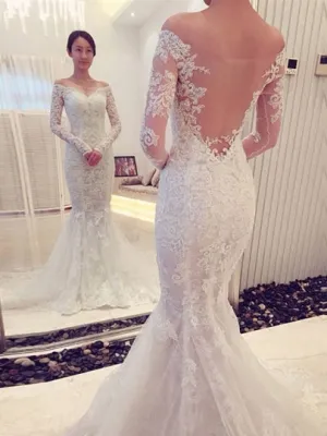 Long Sleeves Mermaid Wedding Dress