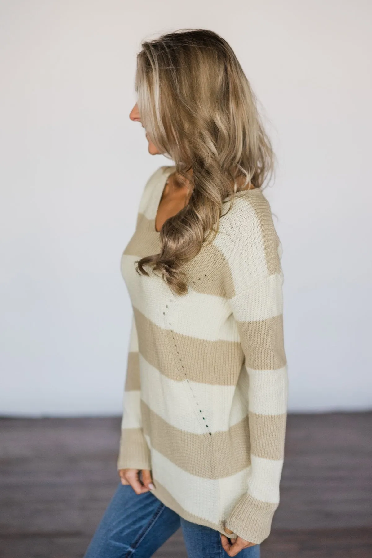Love You More Striped Top ~ Beige