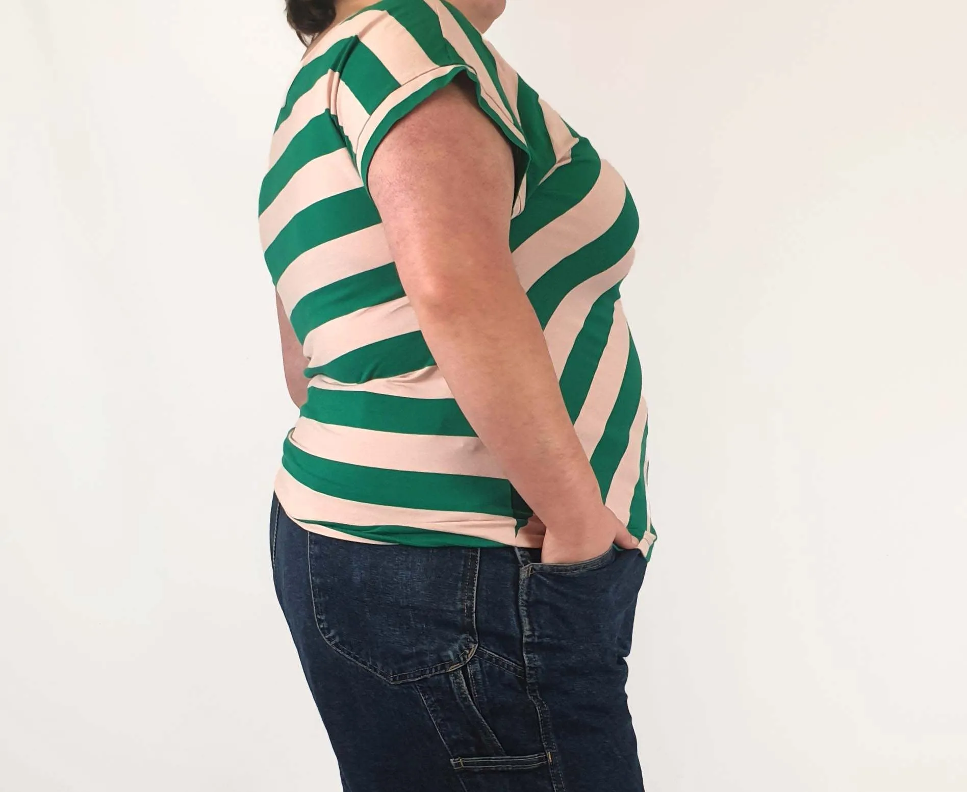 Made590 green and pink striped top size 3XL