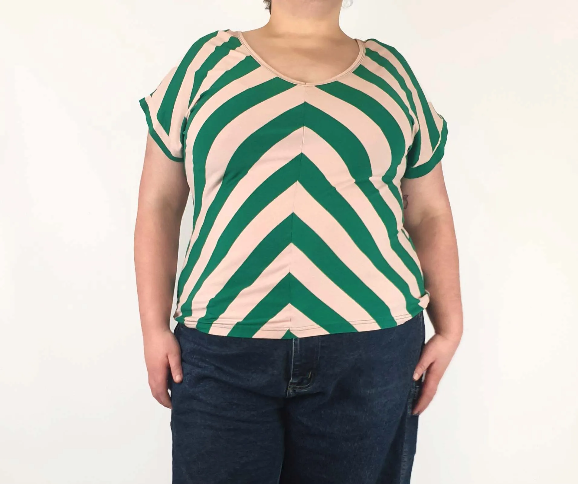 Made590 green and pink striped top size 3XL
