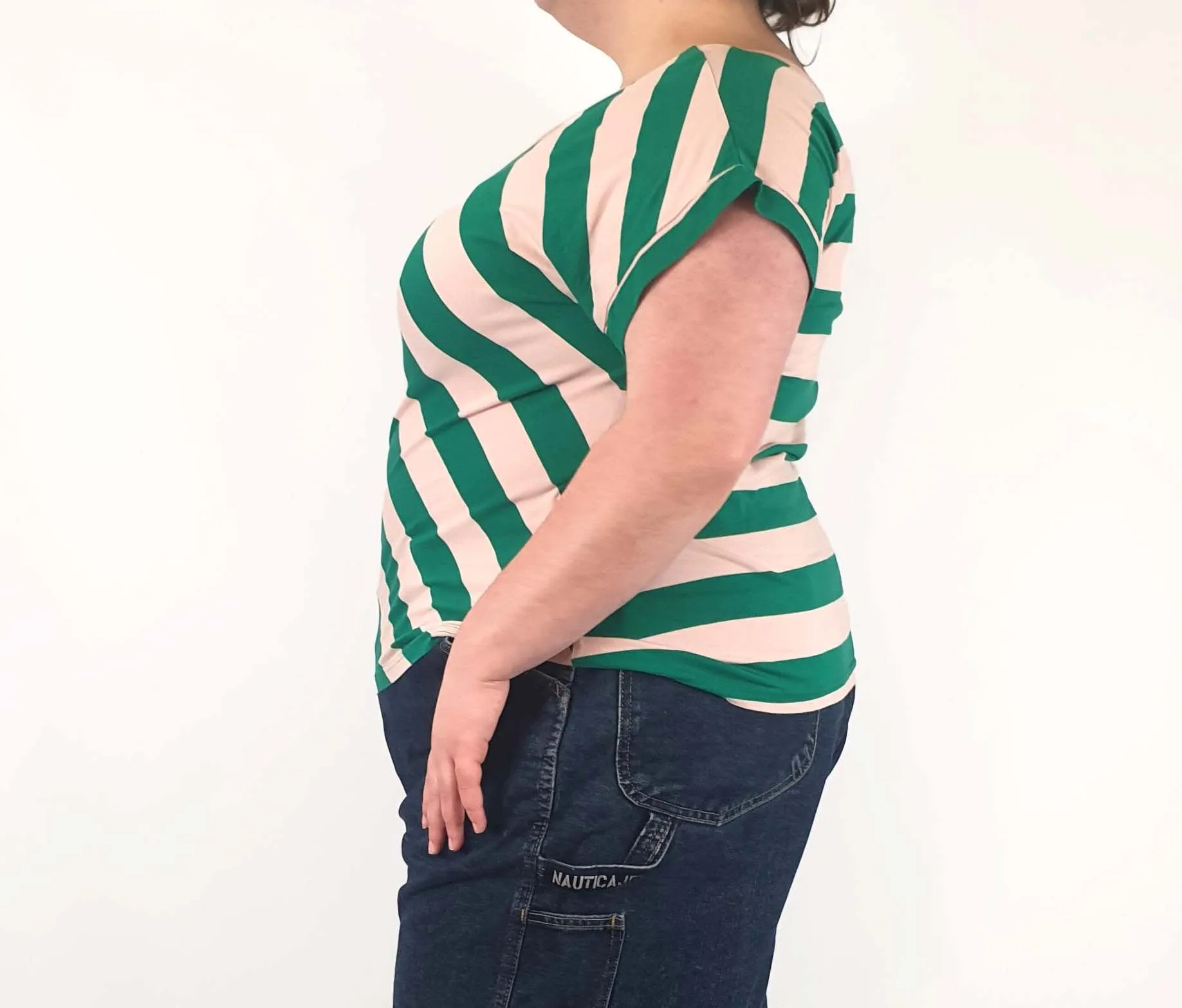Made590 green and pink striped top size 3XL