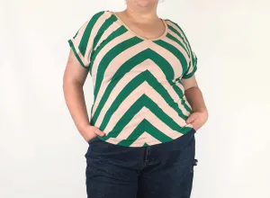 Made590 green and pink striped top size 3XL