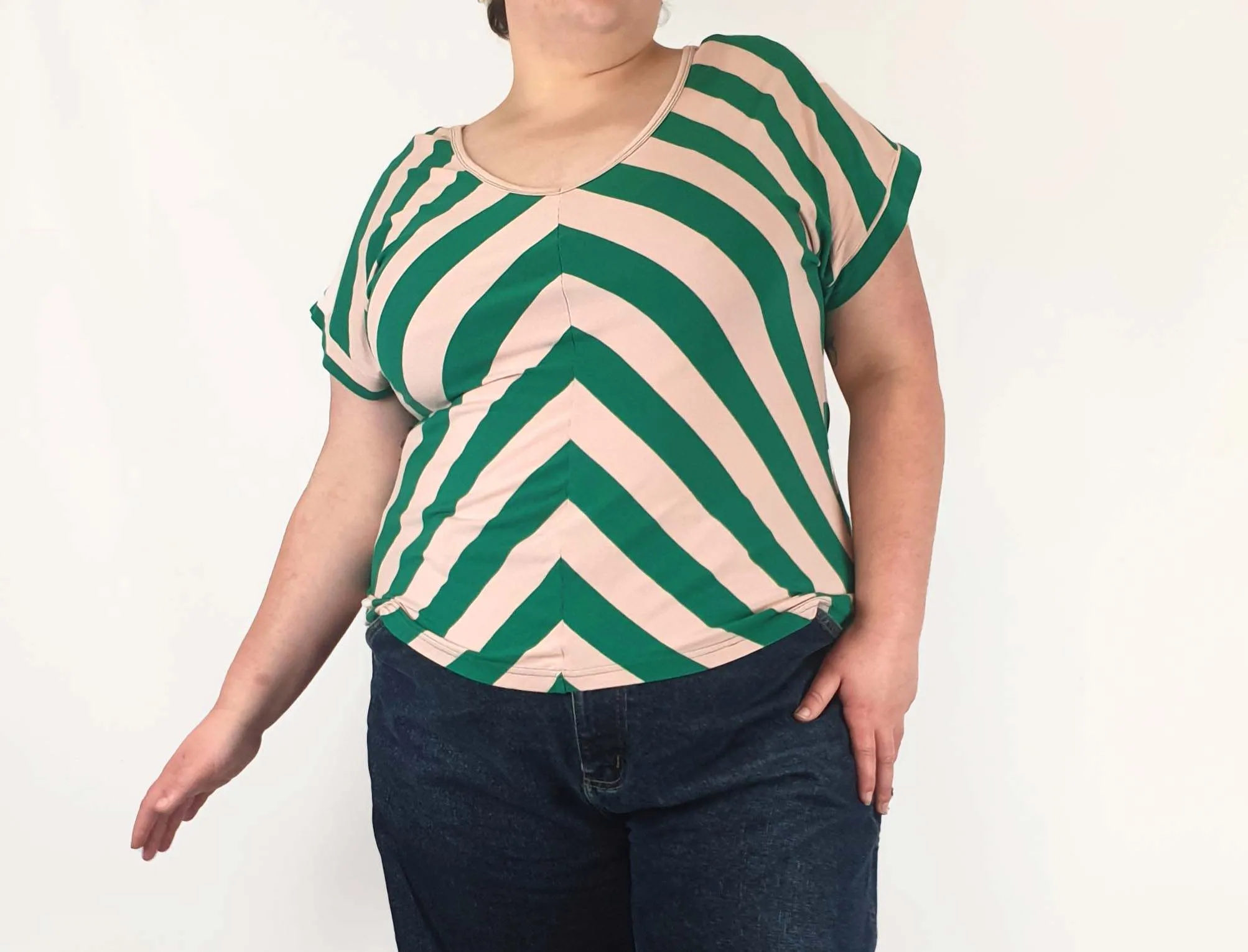 Made590 green and pink striped top size 3XL