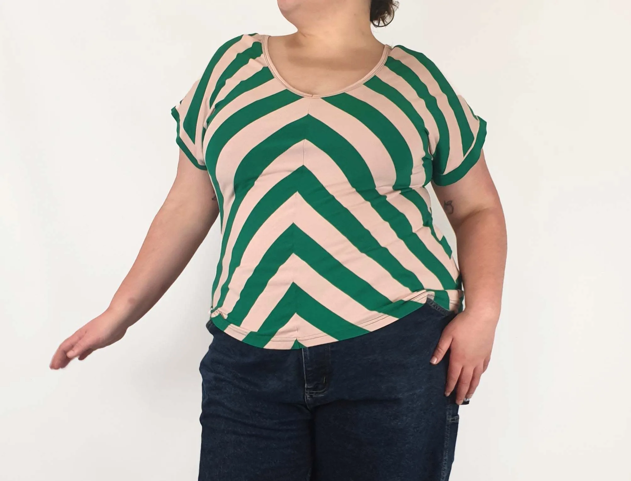 Made590 green and pink striped top size 3XL