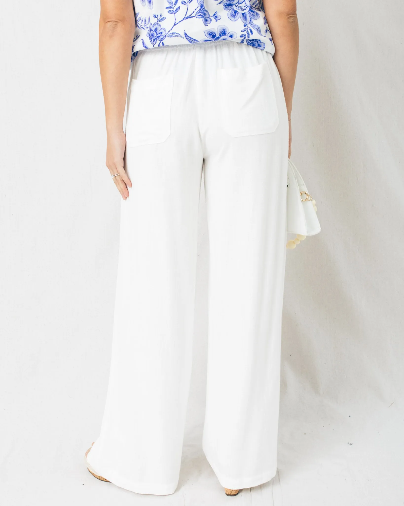 Malibu Drawstring Waist Wide Leg Linen Pants