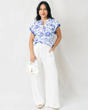 Malibu Drawstring Waist Wide Leg Linen Pants