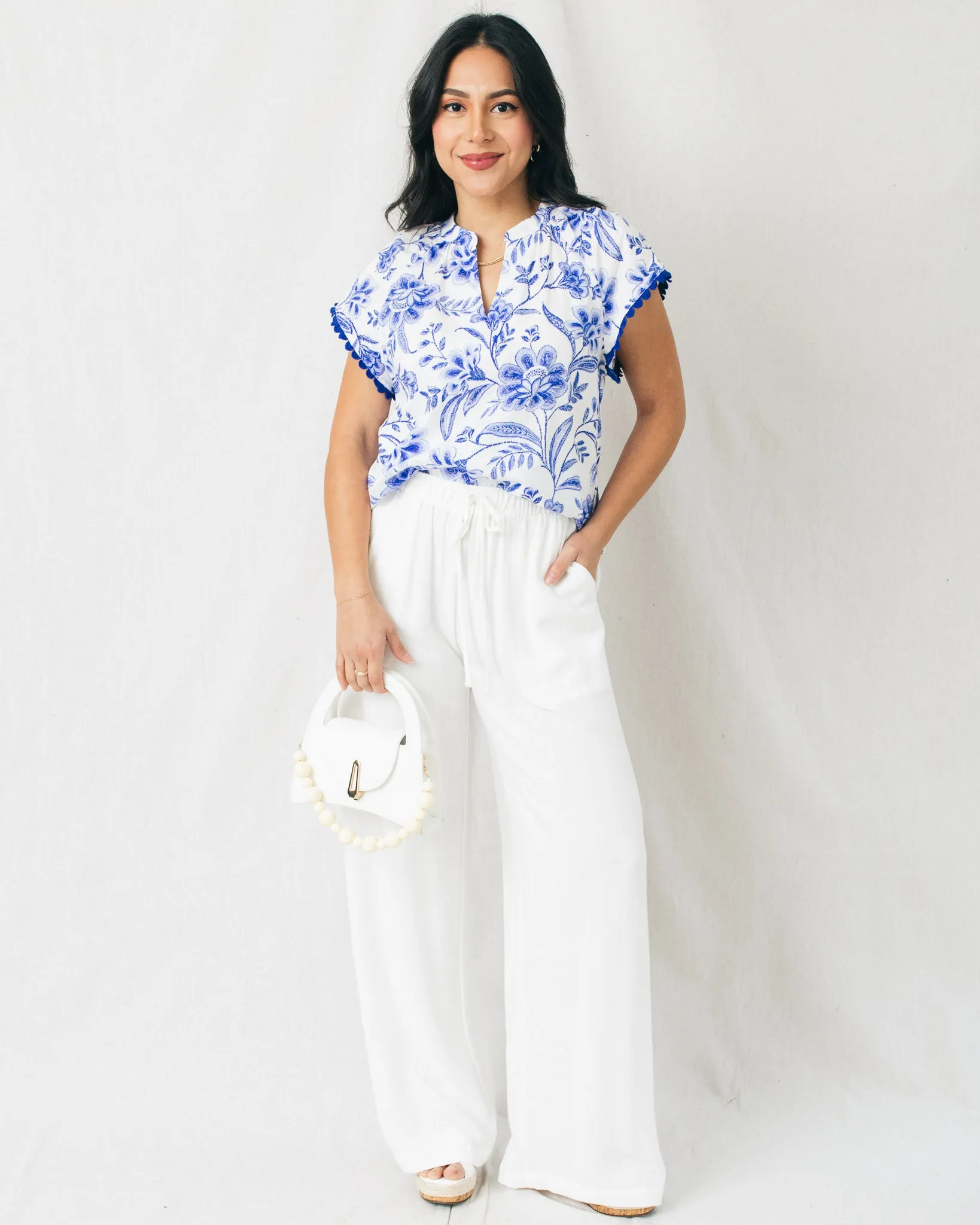 Malibu Drawstring Waist Wide Leg Linen Pants