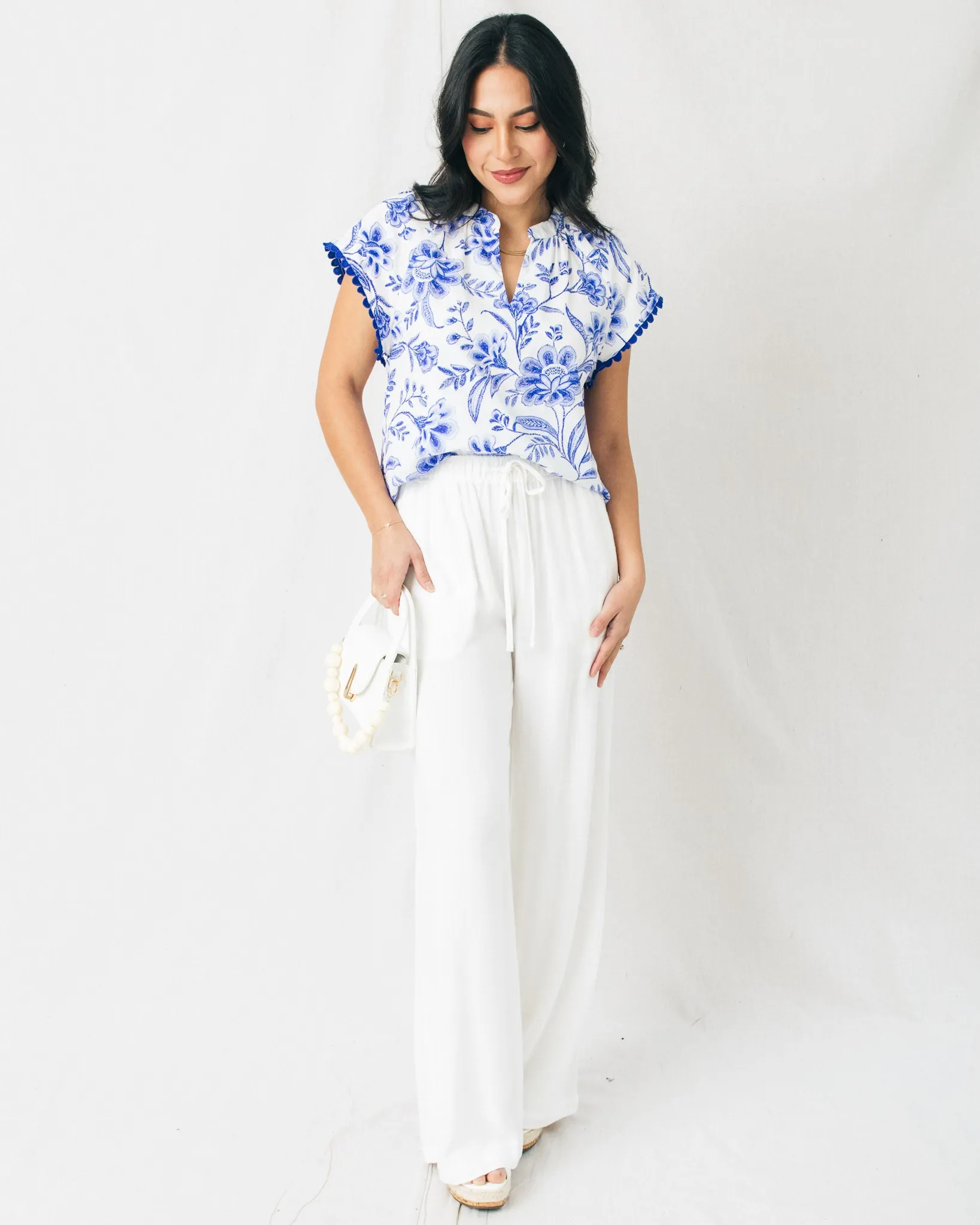 Malibu Drawstring Waist Wide Leg Linen Pants