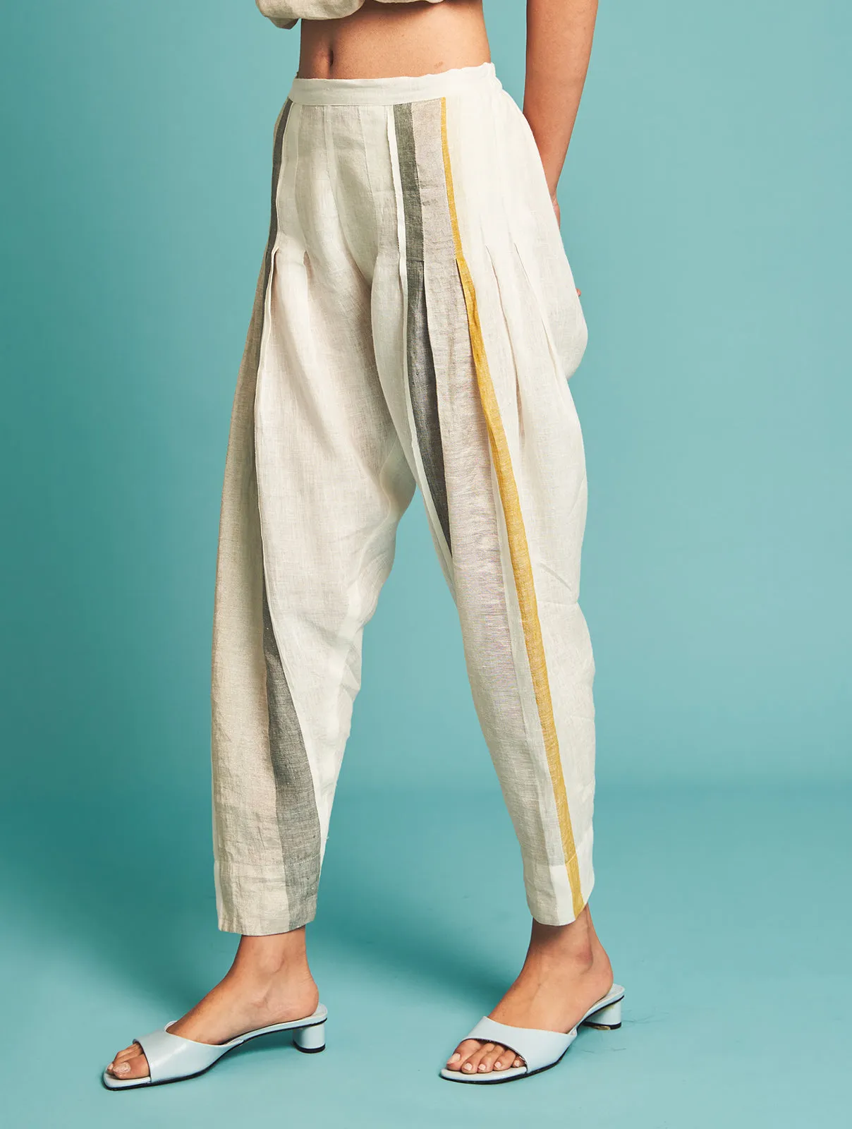 Manan   I   Naoki Stripe Pants - ivory   Border Collection