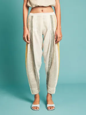 Manan   I   Naoki Stripe Pants - ivory   Border Collection