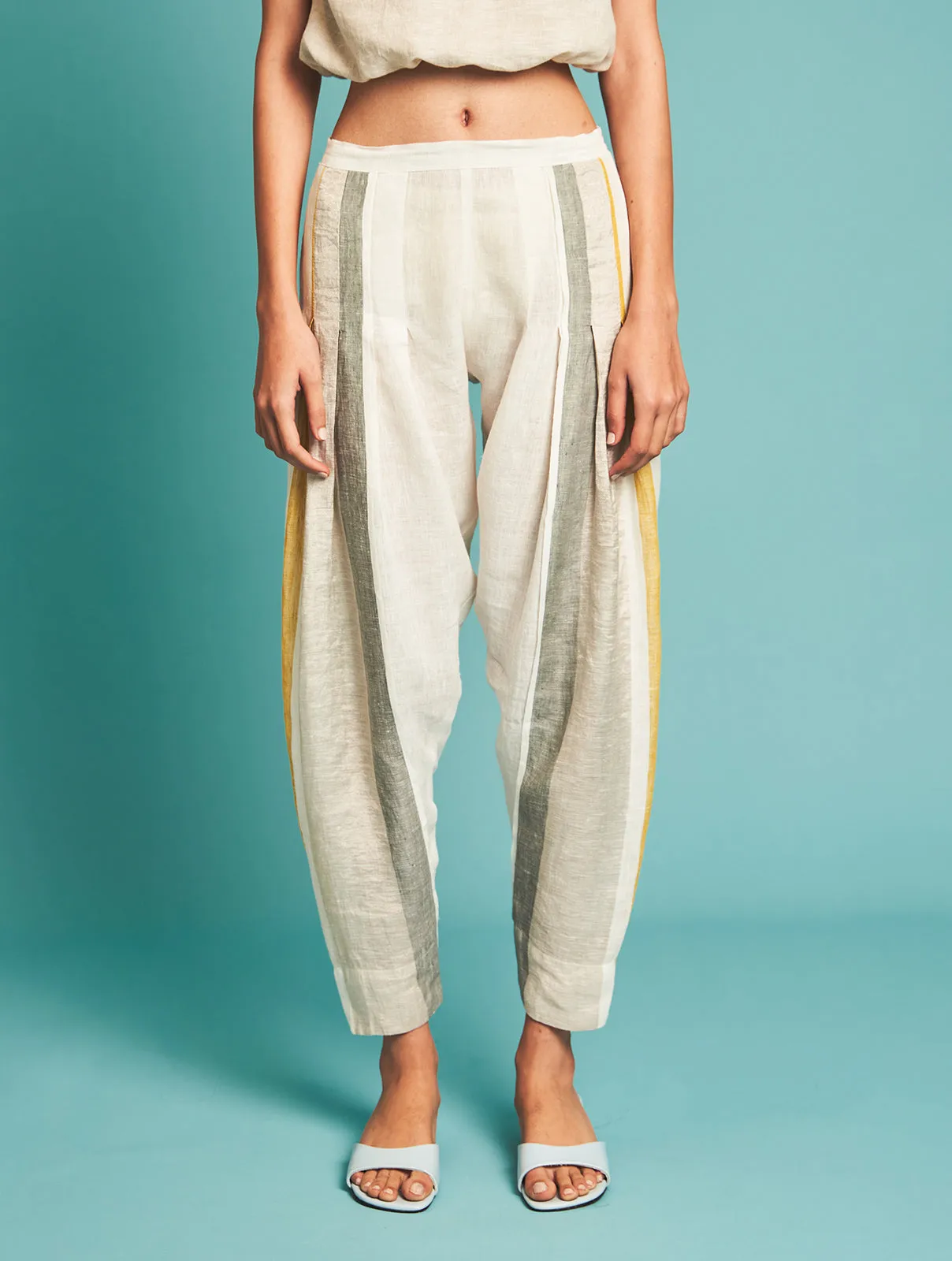Manan   I   Naoki Stripe Pants - ivory   Border Collection