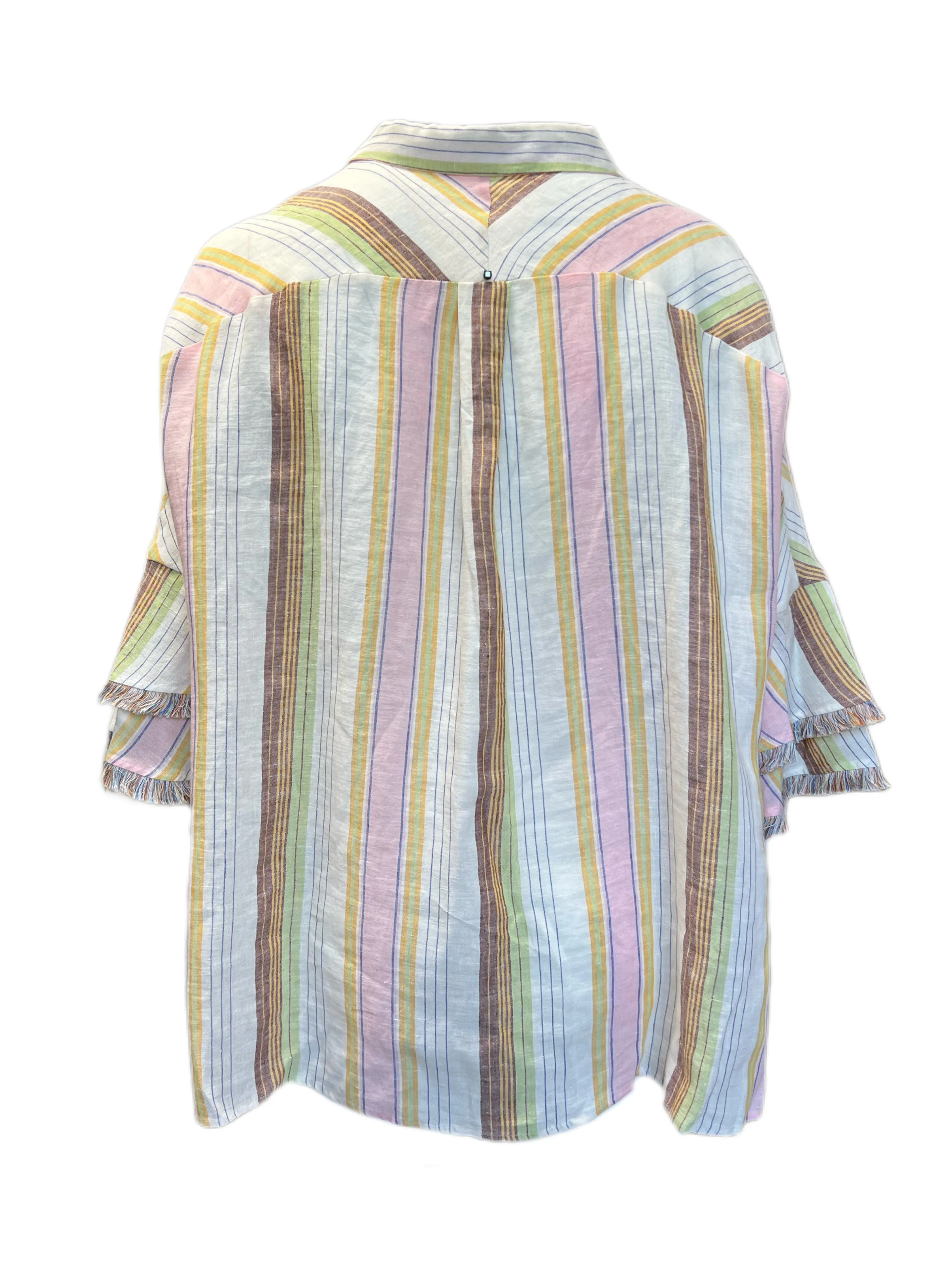 Marina Rinaldi Women's Multicolored Basilica Striped Flax Shirt NWT
