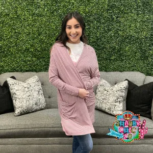 Mauve-lous Striped Cardigan