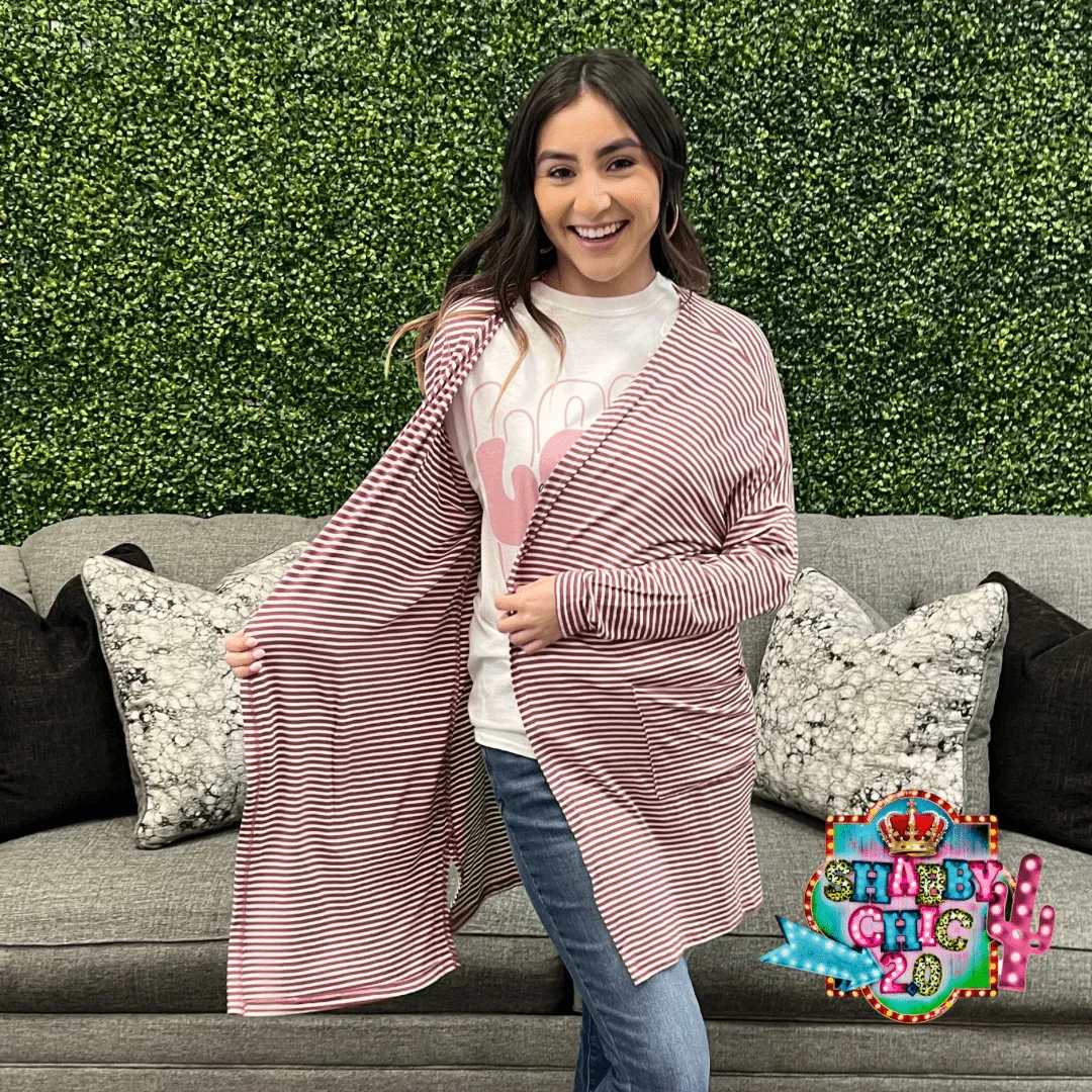 Mauve-lous Striped Cardigan