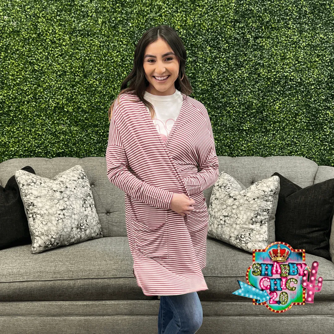 Mauve-lous Striped Cardigan