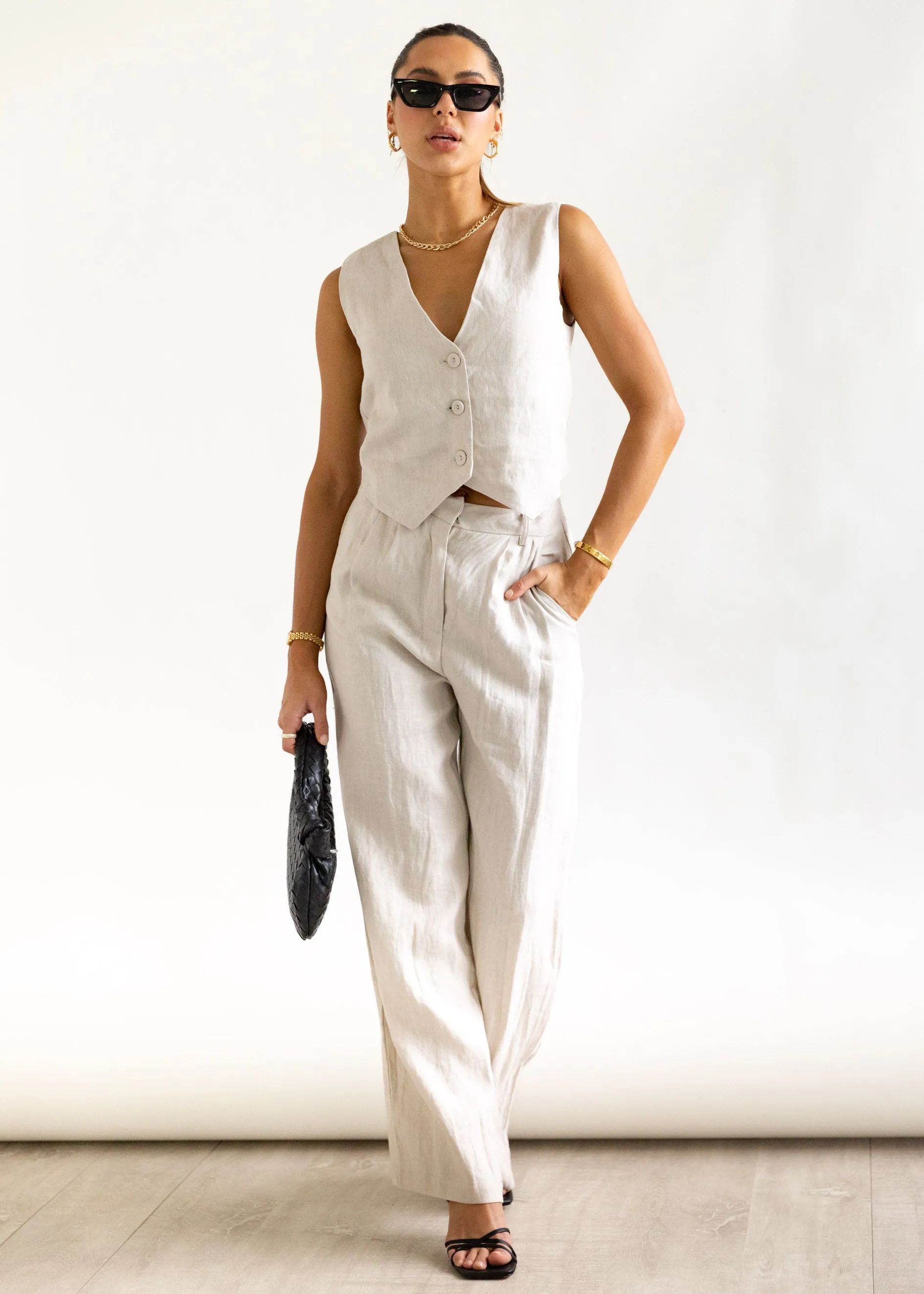 Meivi Linen Top - Oatmeal