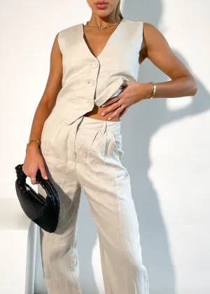 Meivi Linen Top - Oatmeal