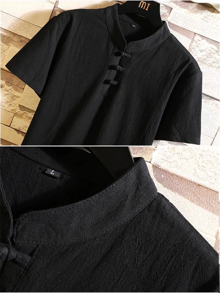 Mens Linen Short Sets T-shirt   Pants