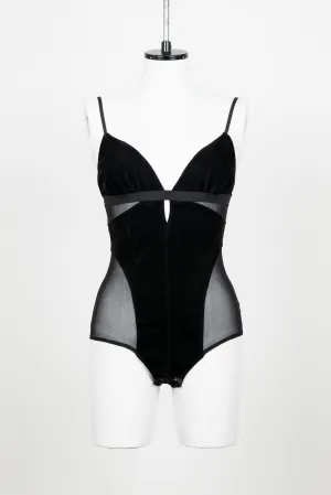 MESH COMBINED VELOUR BODYSUIT