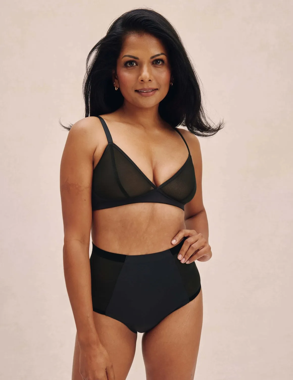 Mesh Deep V Bra & Underwear Set