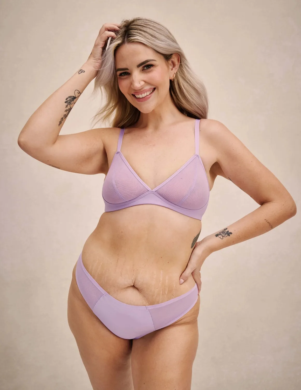 Mesh Deep V Bra & Underwear Set