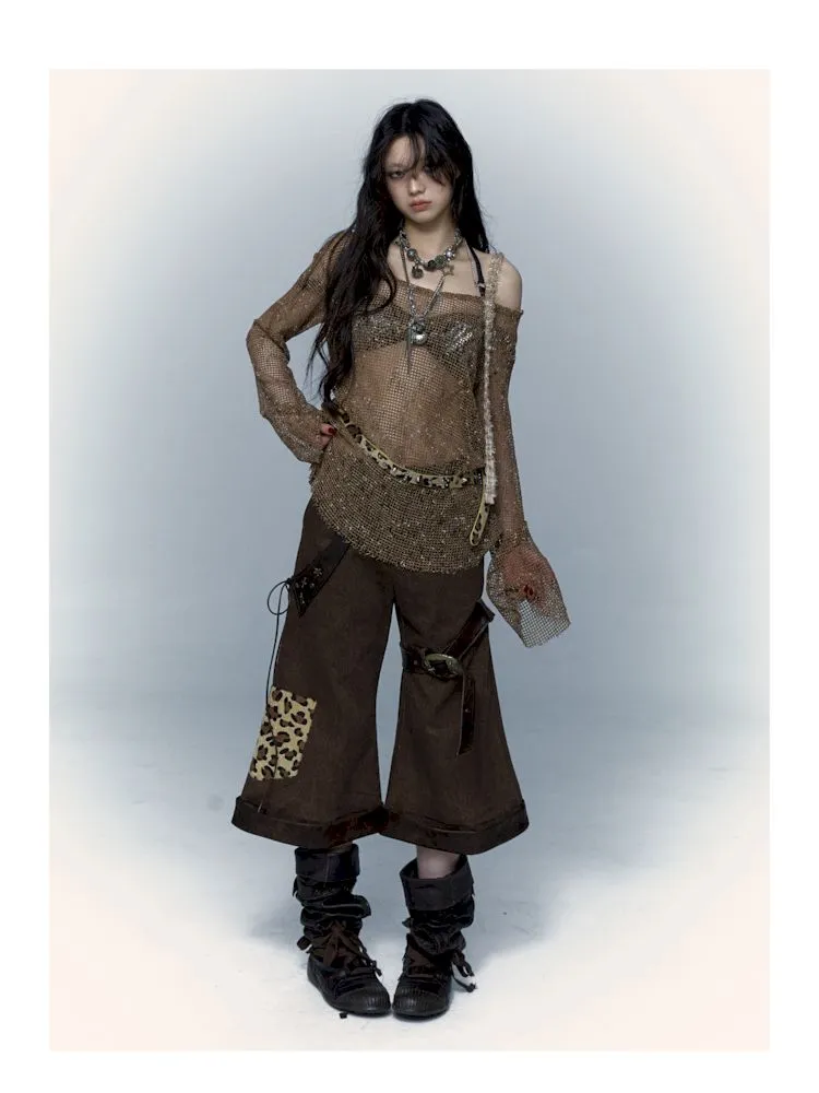 mesh hole hollow long T