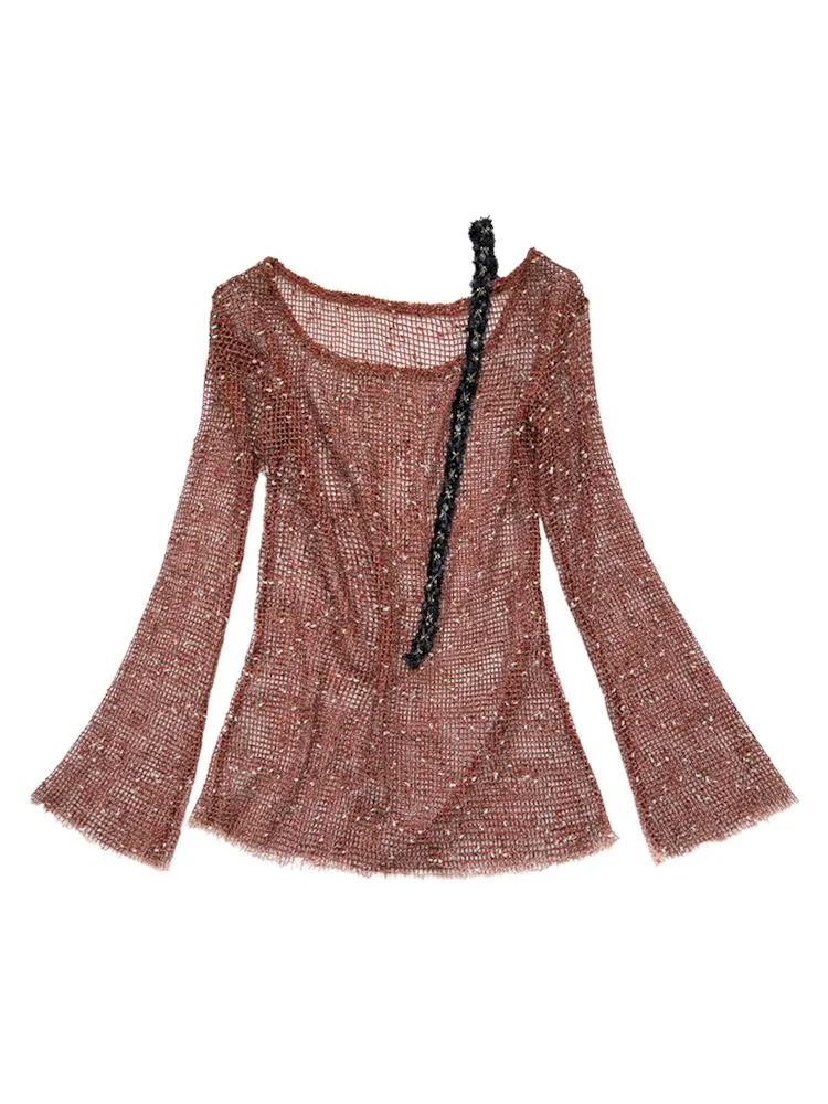 mesh hole hollow long T