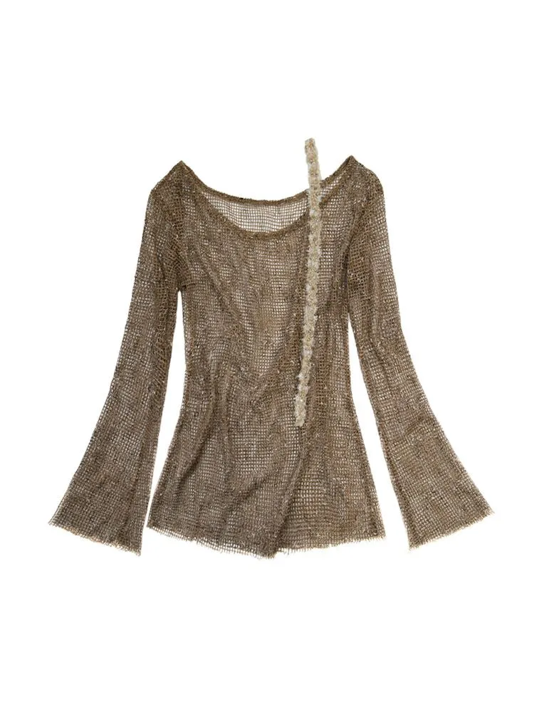mesh hole hollow long T